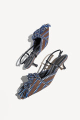 ULA - KNOT-DETAIL POINTED-TOE KITTEN SLINGBACK PUMPS