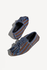 VALERIA - KNOT-DETAIL HANDWOVEN FABRIC LOAFER
