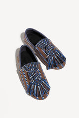 VALERIA - KNOT-DETAIL HANDWOVEN FABRIC LOAFER