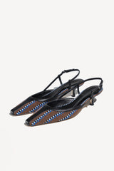 MALVA - POINTED TOE KITTEN SLINGBACK PUMPS