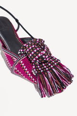 ULA - KNOT-DETAIL POINTED-TOE KITTEN SLINGBACK PUMPS