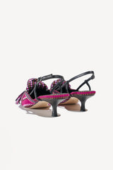 ULA - KNOT-DETAIL POINTED-TOE KITTEN SLINGBACK PUMPS