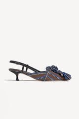 ULA - KNOT-DETAIL POINTED-TOE KITTEN SLINGBACK PUMPS