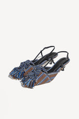 ULA - KNOT-DETAIL POINTED-TOE KITTEN SLINGBACK PUMPS