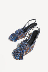 ULA - KNOT-DETAIL POINTED-TOE KITTEN SLINGBACK PUMPS