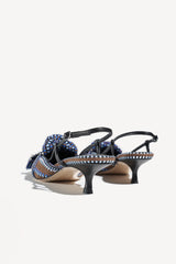 ULA - KNOT-DETAIL POINTED-TOE KITTEN SLINGBACK PUMPS