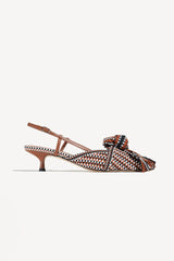 ULA - KNOT-DETAIL POINTED-TOE KITTEN SLINGBACK PUMPS