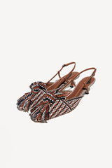 ULA - KNOT-DETAIL POINTED-TOE KITTEN SLINGBACK PUMPS