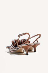 ULA - KNOT-DETAIL POINTED-TOE KITTEN SLINGBACK PUMPS
