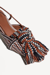 ULA - KNOT-DETAIL POINTED-TOE KITTEN SLINGBACK PUMPS