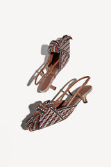 ULA - KNOT-DETAIL POINTED-TOE KITTEN SLINGBACK PUMPS