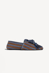 VALERIA - KNOT-DETAIL HANDWOVEN FABRIC LOAFER