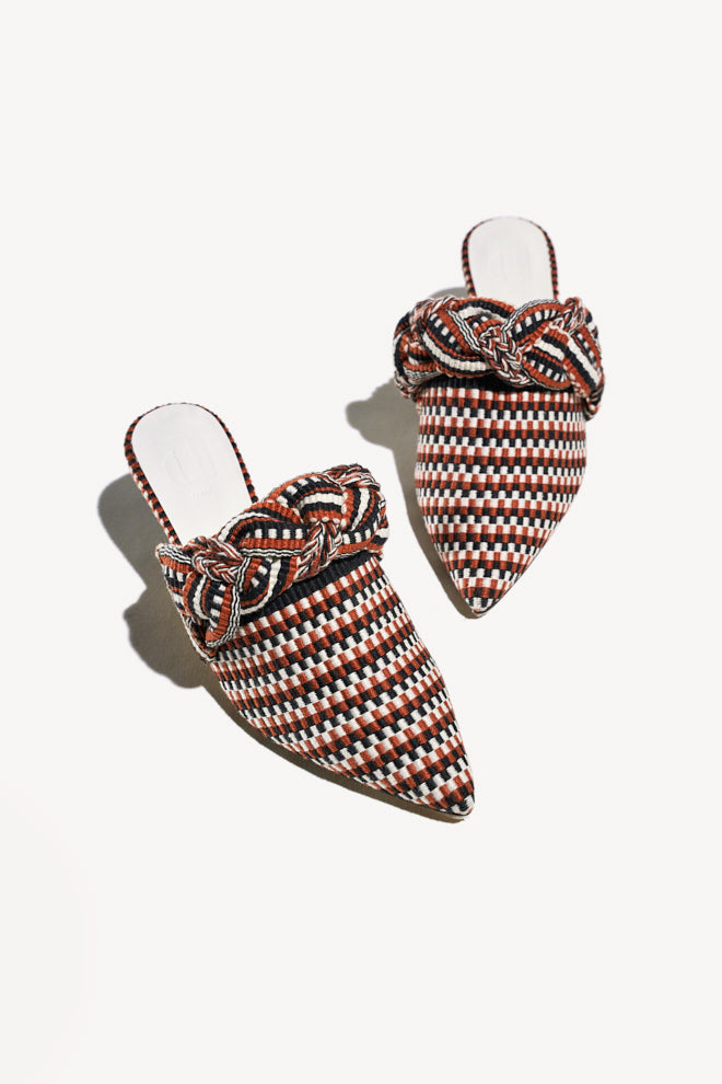 BLANCA - Amambaih-motif fabric mules